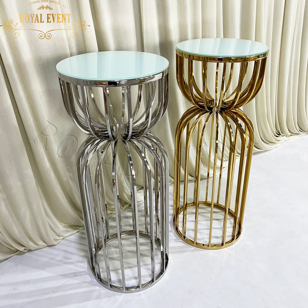 New coming wedding supplies decoration round gold stainless steel metal cake stands for wedding cakes