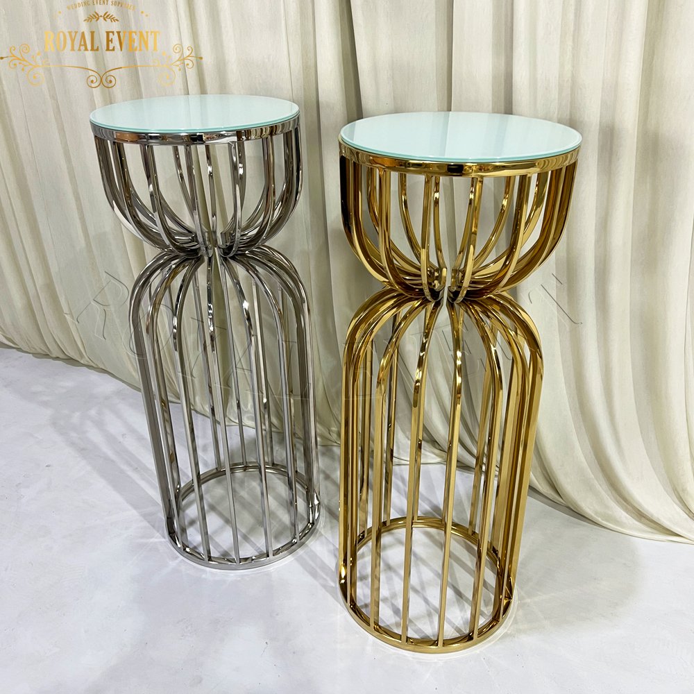 New coming wedding supplies decoration round gold stainless steel metal cake stands for wedding cakes