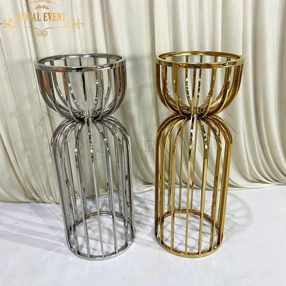 New coming wedding supplies decoration round gold stainless steel metal cake stands for wedding cakes