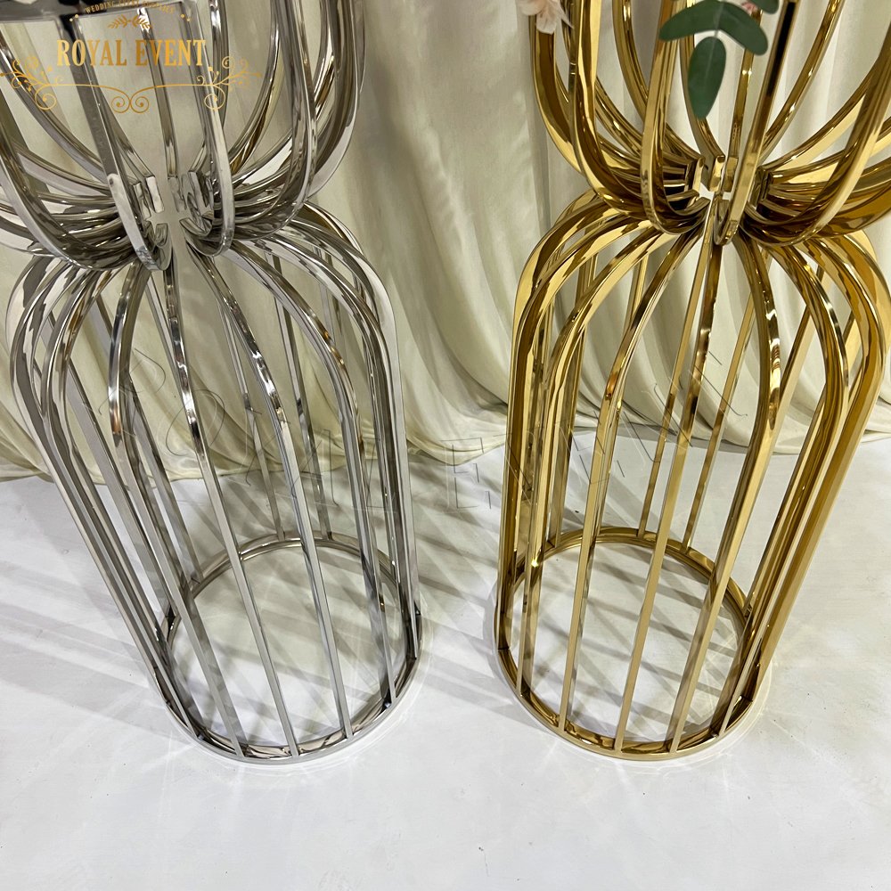 New coming wedding supplies decoration round gold stainless steel metal cake stands for wedding cakes
