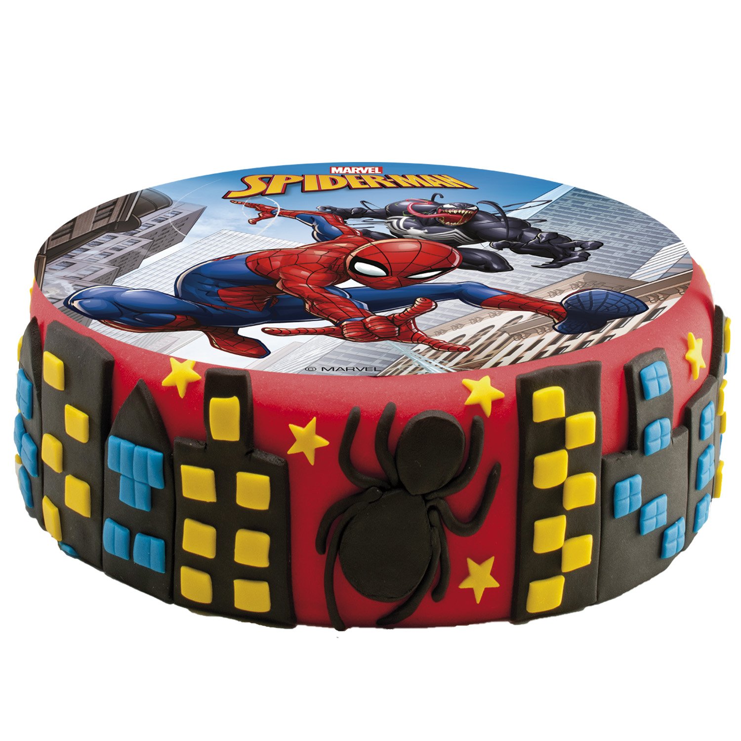 Dekora Brand Box Of 10 Edible Discs For Decorating Cakes With For Spiderman Marvel Design Dia 15.5Cm