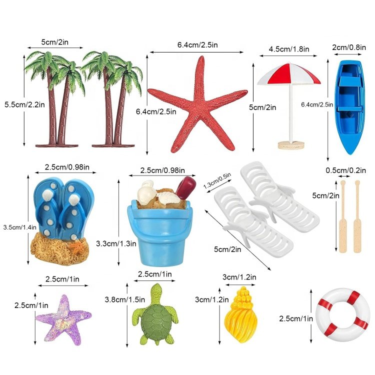 15pcs/set Beach Chair Umbrella Cake Decoration for Pool Party Birthday Wedding Baby Shower