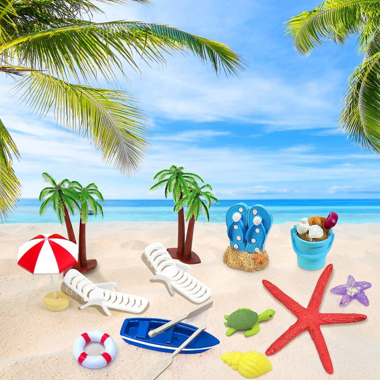 15pcs/set Beach Chair Umbrella Cake Decoration for Pool Party Birthday Wedding Baby Shower