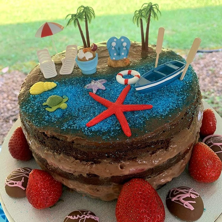 15pcs/set Beach Chair Umbrella Cake Decoration for Pool Party Birthday Wedding Baby Shower