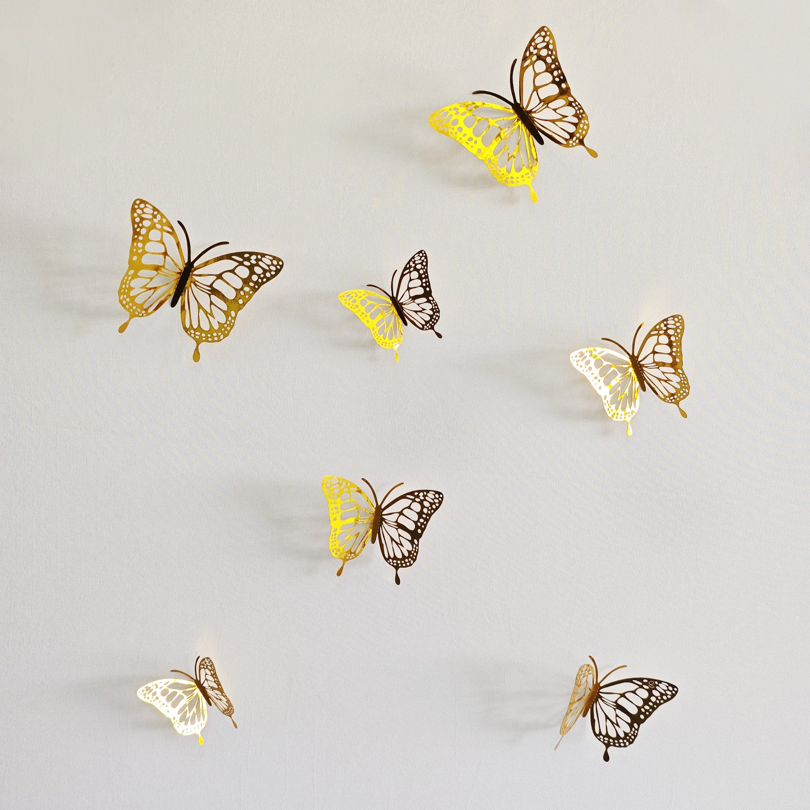 AnnieLu Cake Decorating Supplies Gold Butterfly 3D Wall Decor Stickers Mural Stickers for Home Room Wedding Decorations