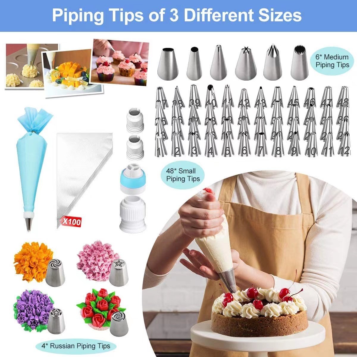 upgrade cake decorating supplies cake pan set, 379 pcs set cake turntable set,Cake Tools set For Decorating beginner