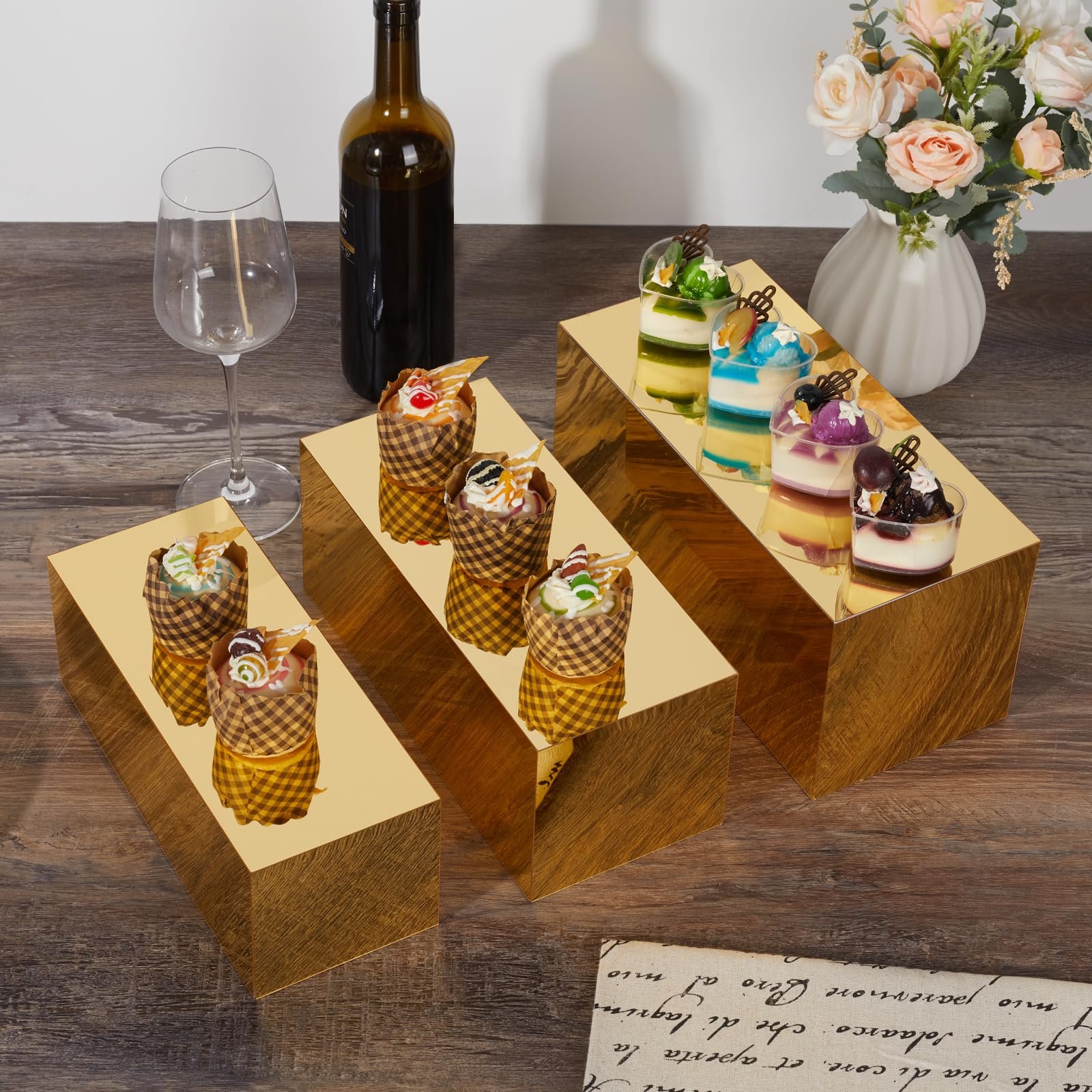 Factory wholesale 3Pcs Party Buffet Risers Collectibles Jewelry Figures Show Acrylic Food Display Risers for wedding decoration