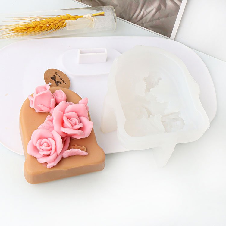 Plane Relief Flower Silicone Candle Molds Sunflower Rose Gypsum Decorations Casting Mould DIY Soap Aromatherapy Candle Making