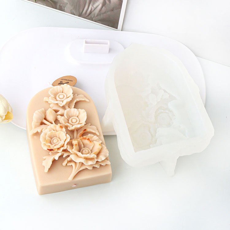 Plane Relief Flower Silicone Candle Molds Sunflower Rose Gypsum Decorations Casting Mould DIY Soap Aromatherapy Candle Making