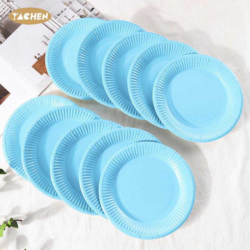 YACHEN 10Pcs/Bag 7 inch Disposable Party Paper Plates DIY Various Colors Round Paper Plates for Kids Party Supplies