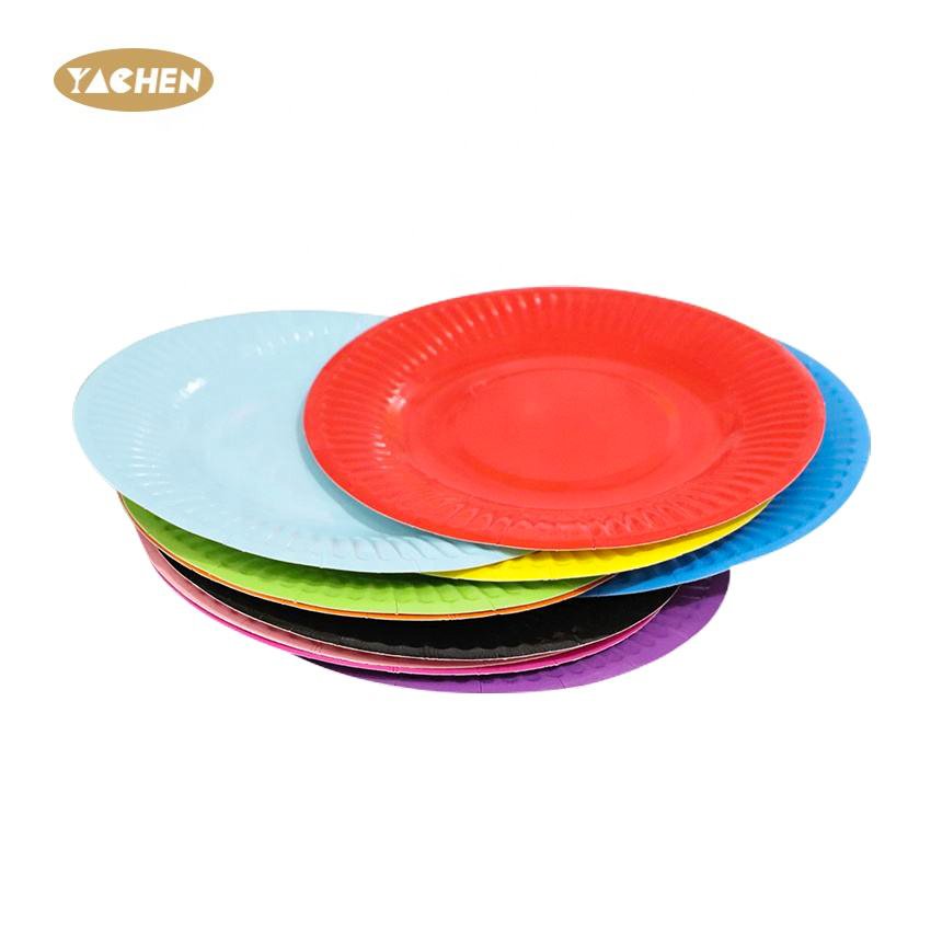 YACHEN 10Pcs/Bag 7 inch Disposable Party Paper Plates DIY Various Colors Round Paper Plates for Kids Party Supplies