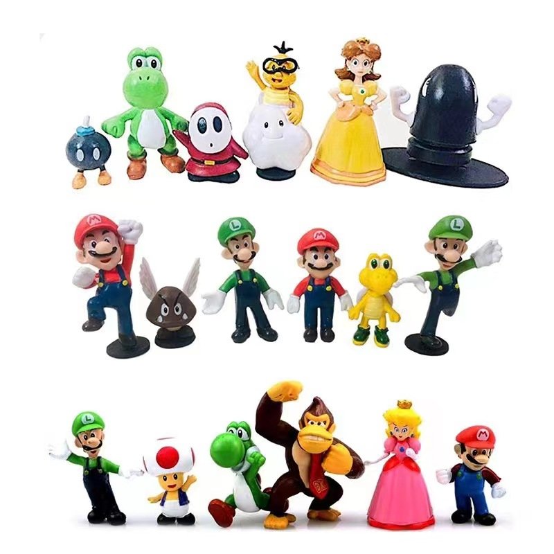 18pcs Mario Toys-Action Figures Princess,Cake Topper,Party Supplies Collectible Figurine Gifts Decoration Figures Toy