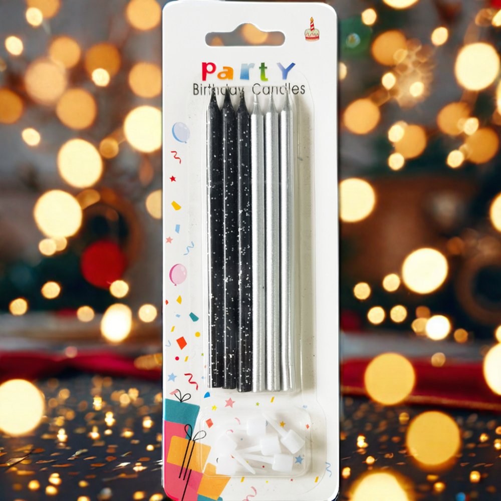 Electroplated candle metal texture straight pencil birthday candle golden candle cake wedding party box