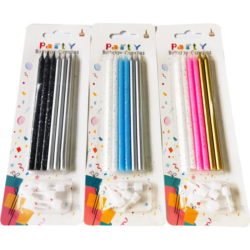 Electroplated candle metal texture straight pencil birthday candle golden candle cake wedding party box