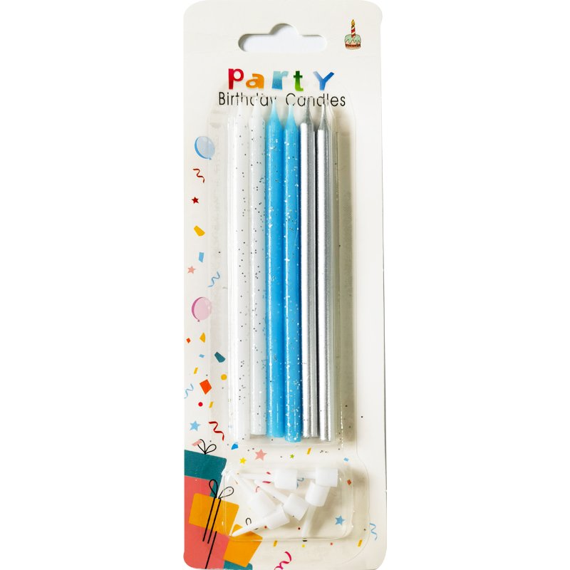 Electroplated candle metal texture straight pencil birthday candle golden candle cake wedding party box