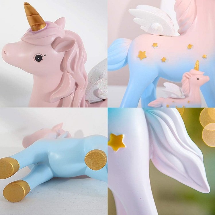 Magical Unicorn Cake Topper Cartoon Unicorn Sulpture Resin Figure Animal Unicorn Cake Topper for Girl Birthday Party Decorations
