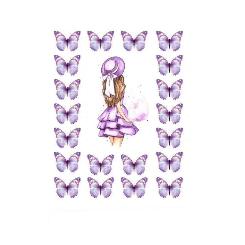 Hot sale Butterfly back view girl birthday cake decorating supplies paper butterfly pink blue for wedding decoration cake topper