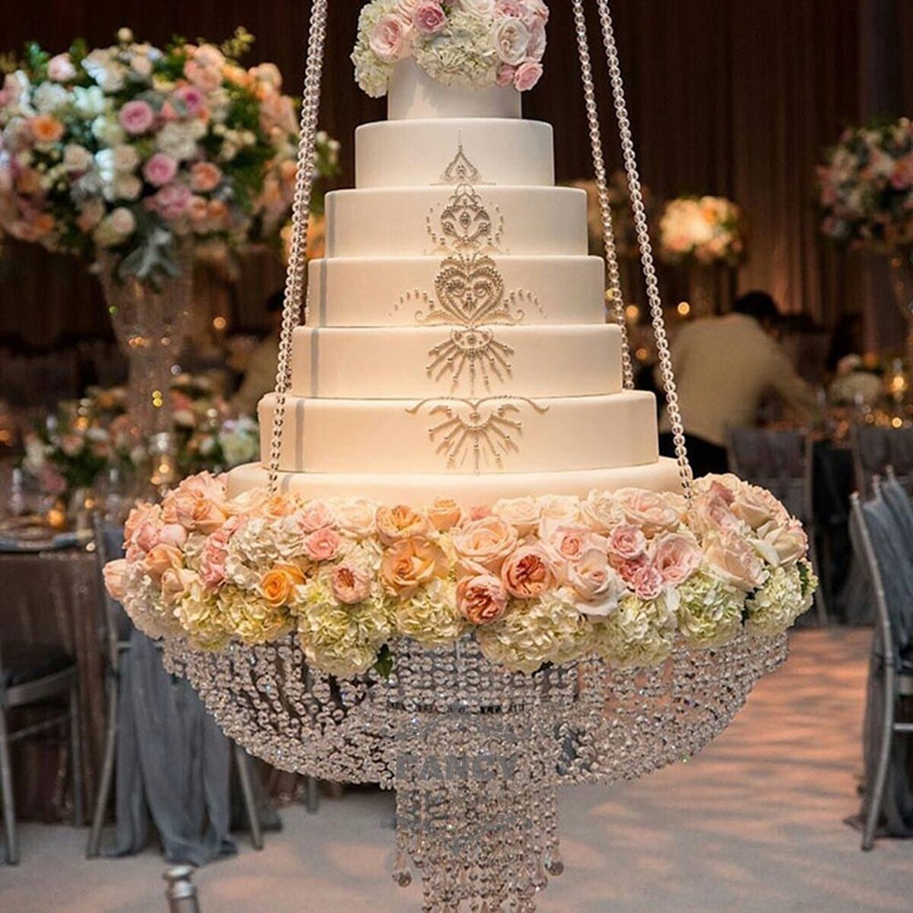 Crystal Beaded swing cake stands wedding cakes chandelier centerpieces stand wedding decorations