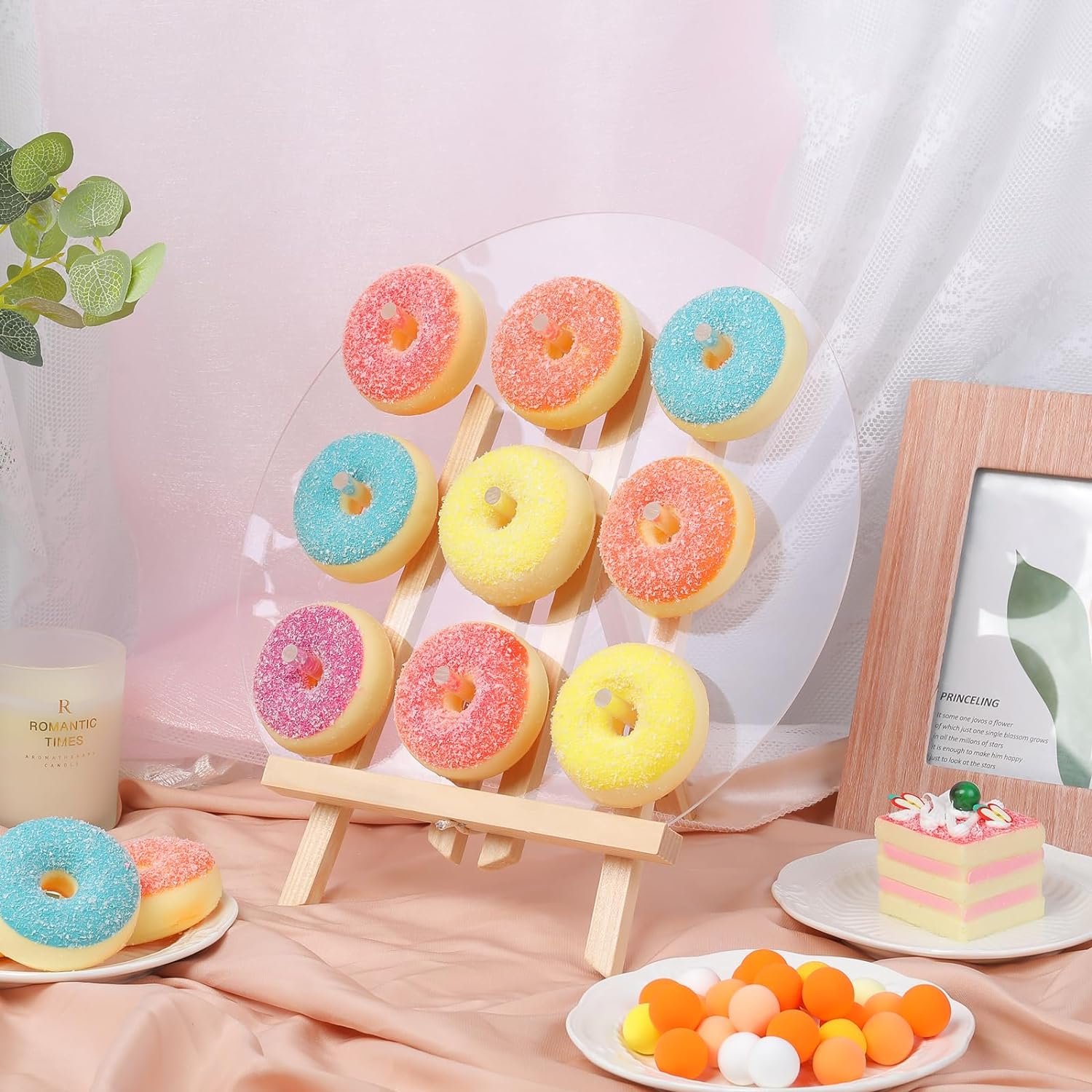 Donut Wall Display Stand for Dessert Table Reusable Acrylic Doughnut Holder Board with 9 Pillars for Birthday, Wedding