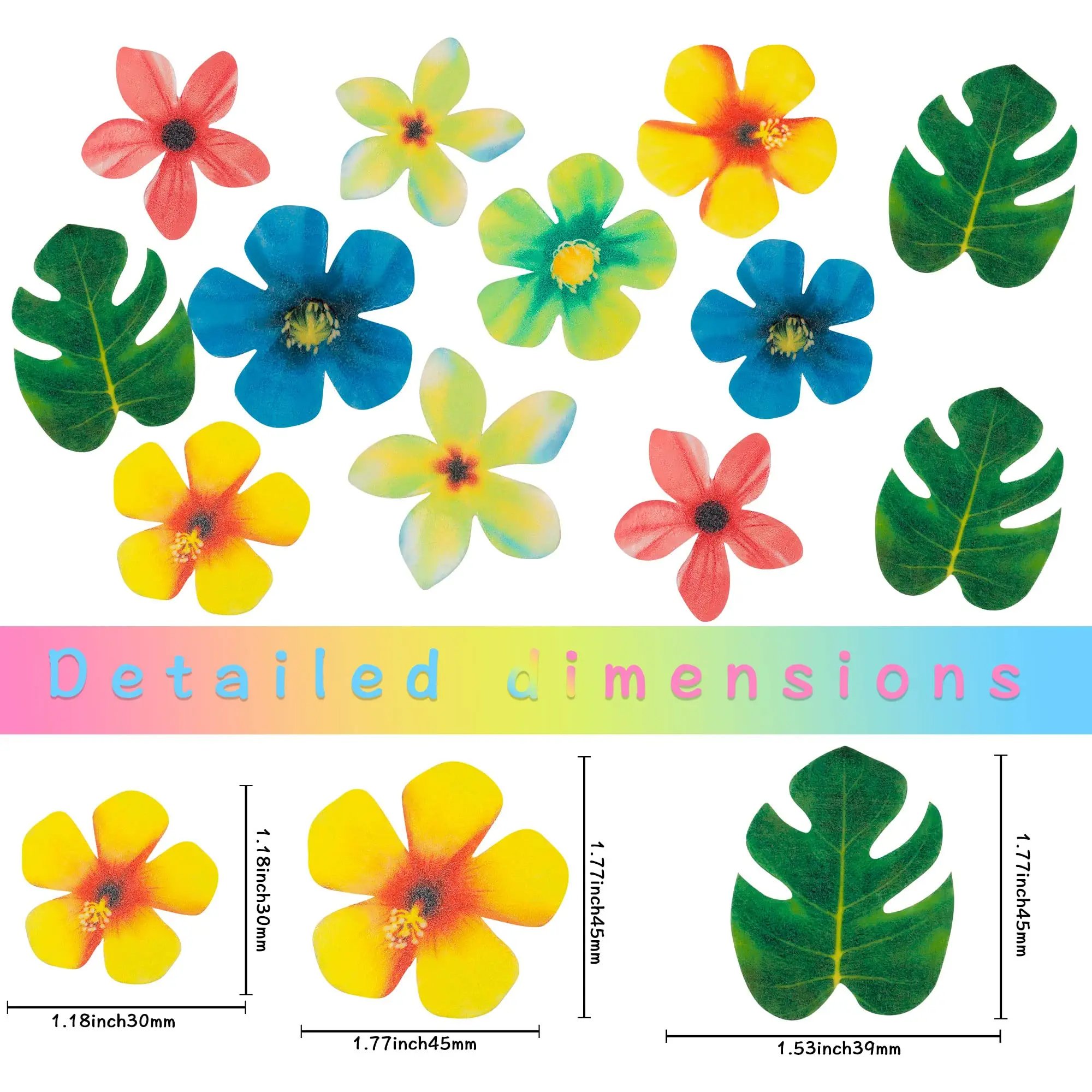 Colorful Paper Flowers Cupcake Toppers Edible Tropical Flowers Cake Decorating Wedding Birthday Party Supplies Decorations