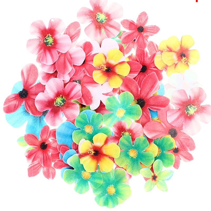 Colorful Paper Flowers Cupcake Toppers Edible Tropical Flowers Cake Decorating Wedding Birthday Party Supplies Decorations