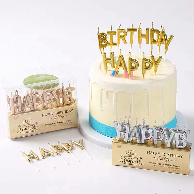Wholesale Colorful Sparkling Happy Birthday Letters Cake Candle for Party Decorating Cake Candles
