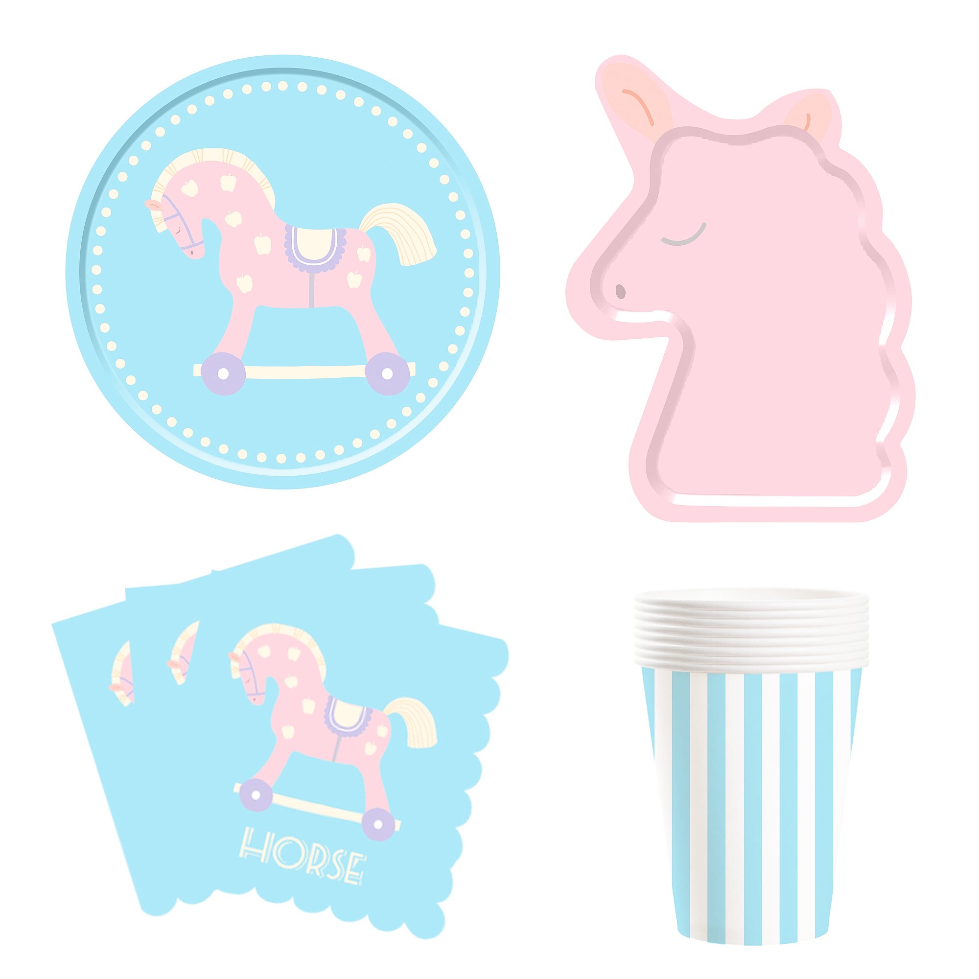 DAMAI Unicorn Themed Party Supplies Set Unicorn Cake Plates Cups Napkins Tablecloth Straws Paper Disposable Tableware Set