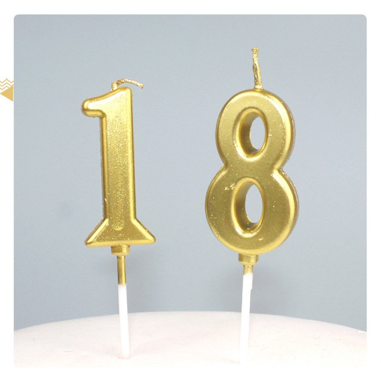 Number cake toppers Gold 0-9 digital small candle PVC box for children birthday cake decoration birthday theme party decorations