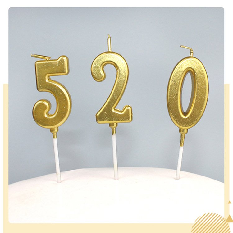 Number cake toppers Gold 0-9 digital small candle PVC box for children birthday cake decoration birthday theme party decorations