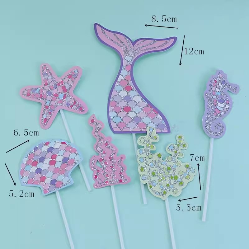 Cake Decoration Plug-in Shining Beauty Fishtail Set Summer Cake With Sea Fishtail Topper Cake Decoration