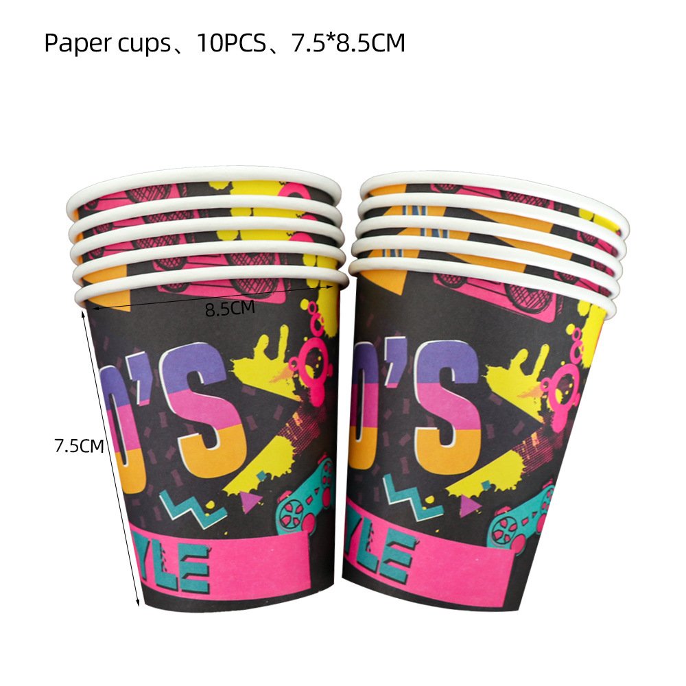 90S theme happy birthday party banner hanging balloon cake topper tablecloth pack decoration supplies set for 90s themed party