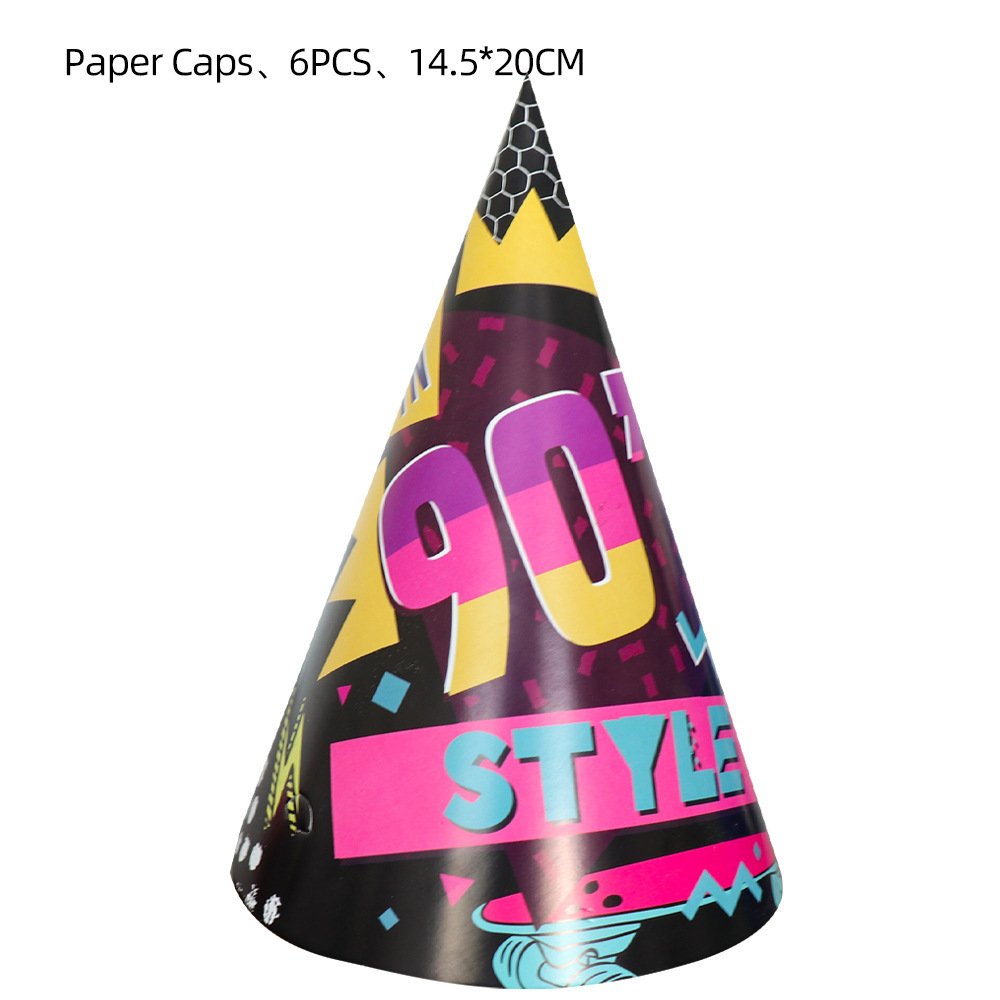 90S theme happy birthday party banner hanging balloon cake topper tablecloth pack decoration supplies set for 90s themed party