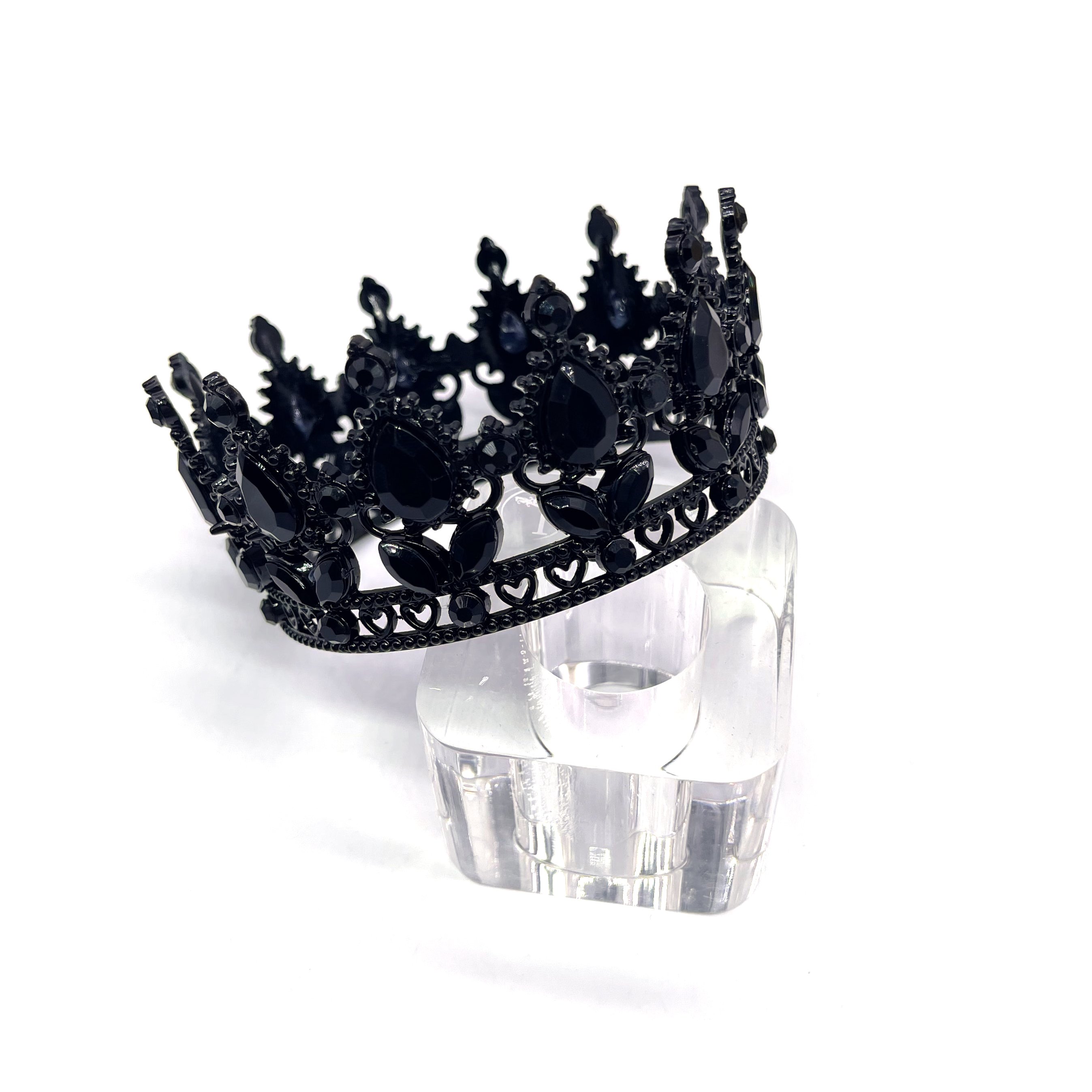 2025 Baroque round Crown Gold Cake Topper Rhinestone Tiara Decorating Supplies Bouquet Accessories for Christmas Ramadan Parties