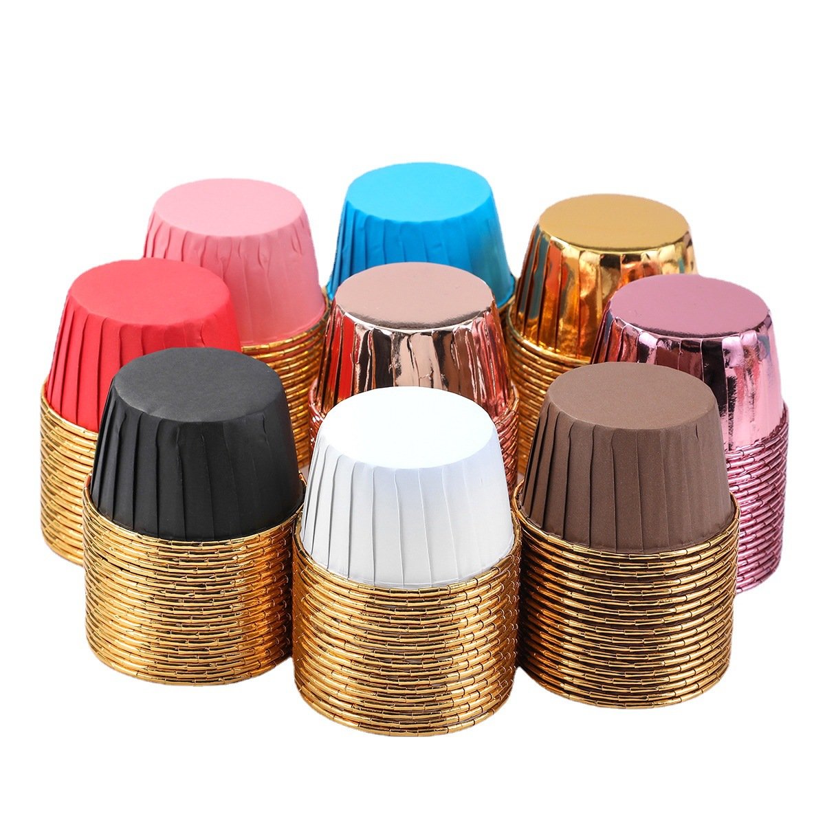 Wholesale Muffin Cupcake Cups Disposable Wrapper Double Sided Aluminum Foil Roll Mouth Paper Cup