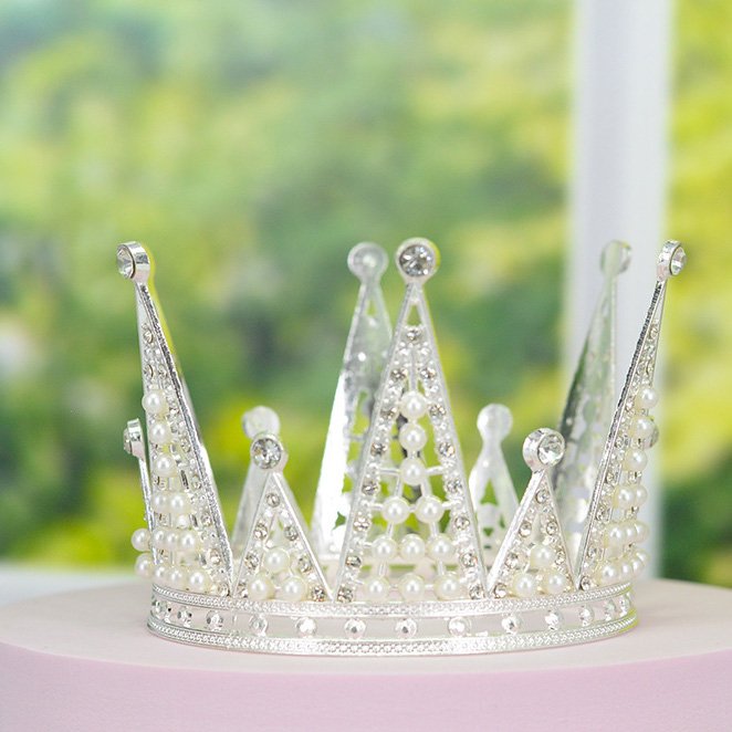Flower Wedding Birthday Cake Topp Accessories Children Performance Crown Girls Crown Silver Gold Pearl Light Luxury Mini Crown