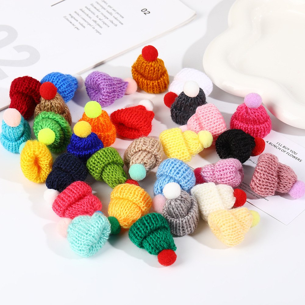 Wholesale Multi Color Mini Knitting Hats Doll Hat DIY Craft Knitting Decoration Christmas Hat Accessories