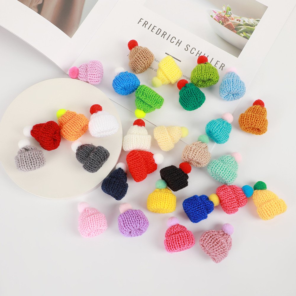 Wholesale Multi Color Mini Knitting Hats Doll Hat DIY Craft Knitting Decoration Christmas Hat Accessories