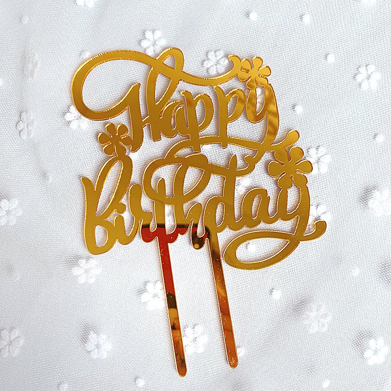 2020 New design hot sell online letter and flower happy birthday acrylic cake decoration accessories