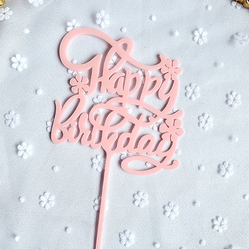 2020 New design hot sell online letter and flower happy birthday acrylic cake decoration accessories