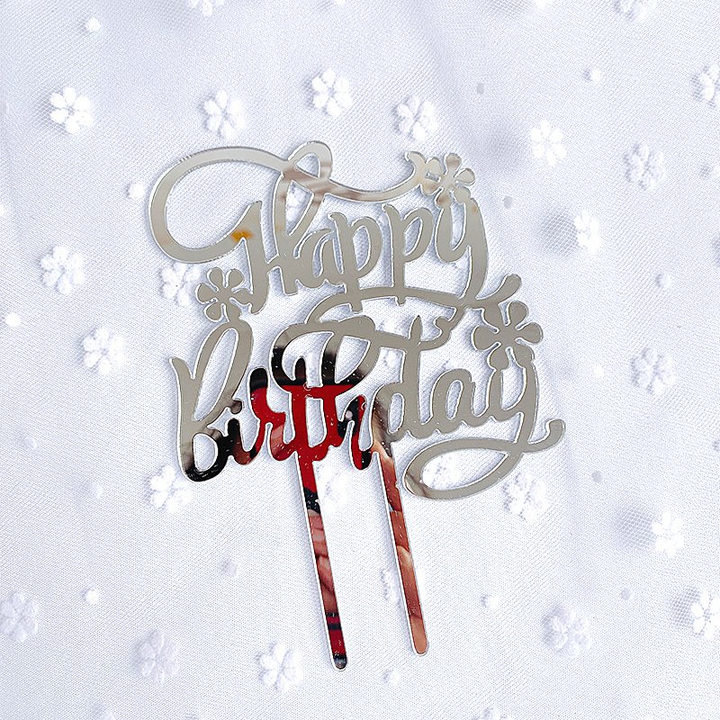 2020 New design hot sell online letter and flower happy birthday acrylic cake decoration accessories