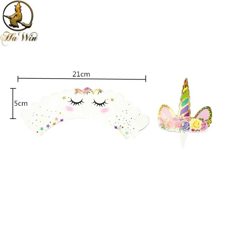 New designed double-faced wrappers cupcake toppers unicorn party supplies