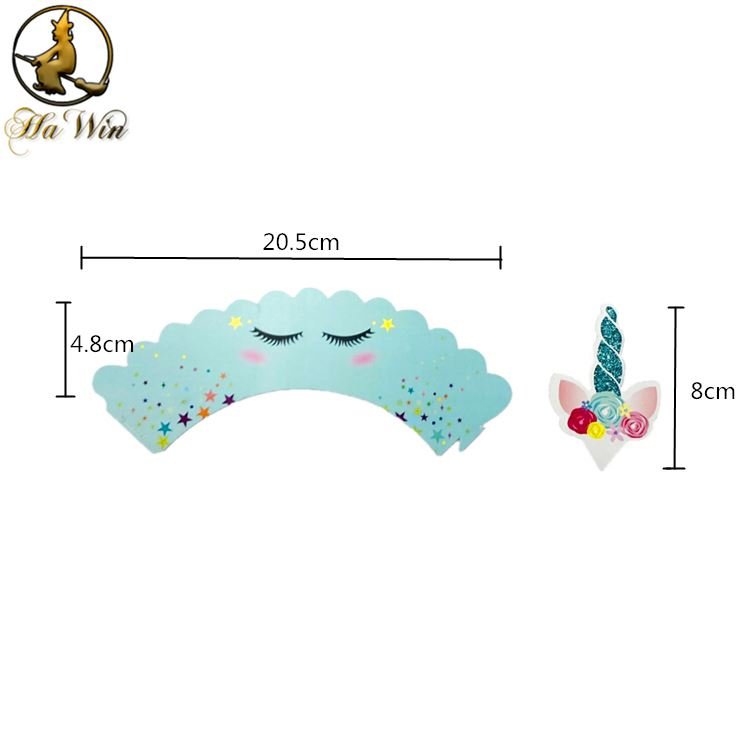New designed double-faced wrappers cupcake toppers unicorn party supplies
