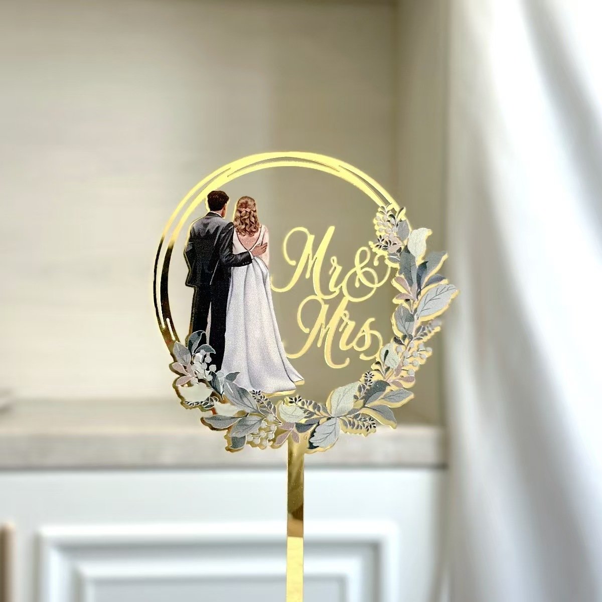 new arrival Mr & Mrs Wedding Cake Topper acrylic Cake Decoration Wood Wedding Decor for Wedding Supplies