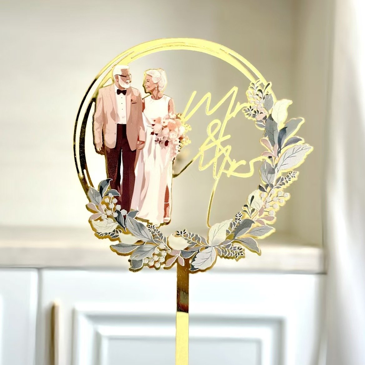 new arrival Mr & Mrs Wedding Cake Topper acrylic Cake Decoration Wood Wedding Decor for Wedding Supplies