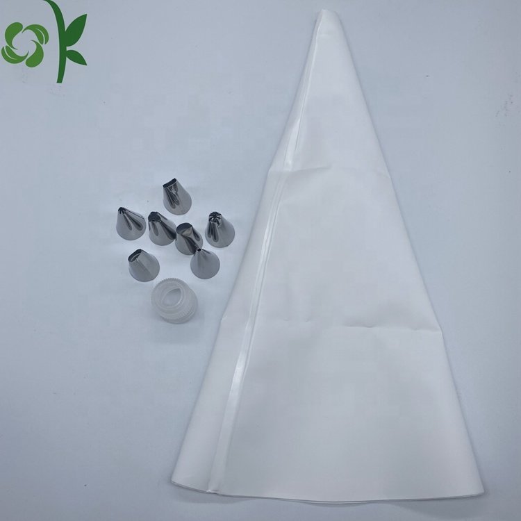 OKSILICONE High Quality 9 Pcs Cake Decorating Supplies Kit Baking Pastry Tools Baking Accessories Set Reusable Shopping Cake Bag