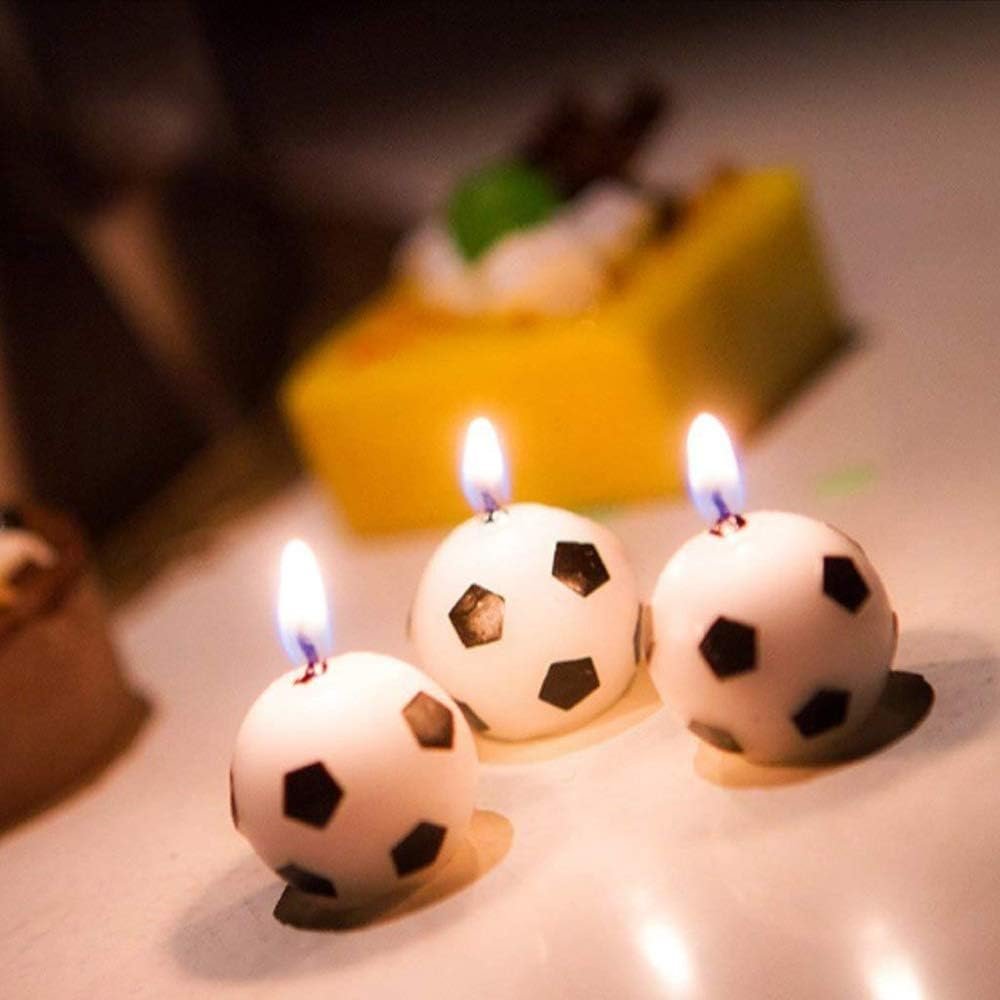 Gold White Football Smiley Face Round Candle Birthday Cake Decoration Party Supplies