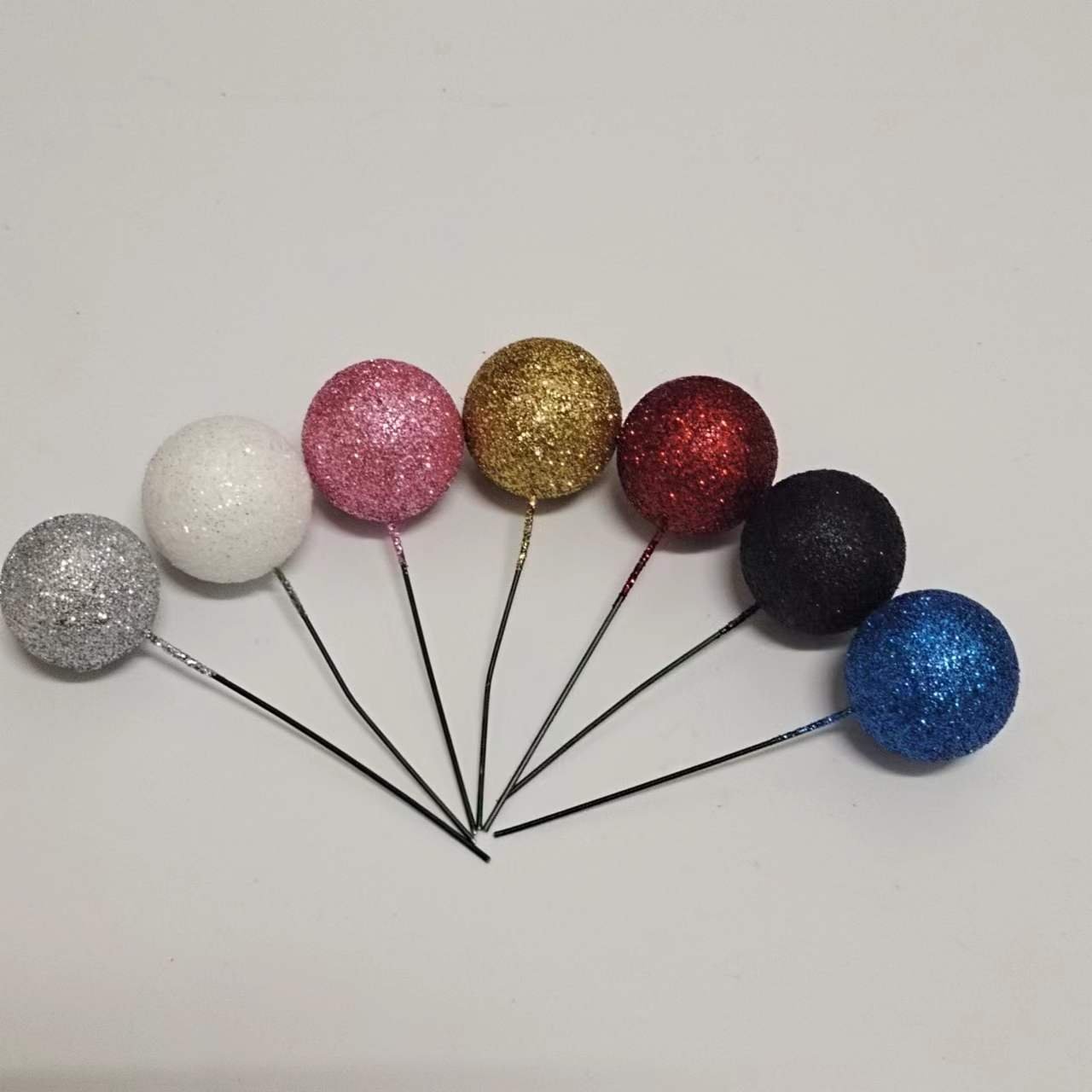 2024 NEW 20pcs/pack Glitter foam balls Happy Birthday Cake Toppers Funny Wedding Cake Toppers for Christmas Cake Toppers