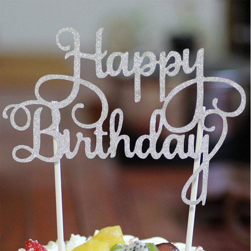 Birthday Party Supplies Cake Decorations Glitter Paper Birthday Letter Cake Topper for Party