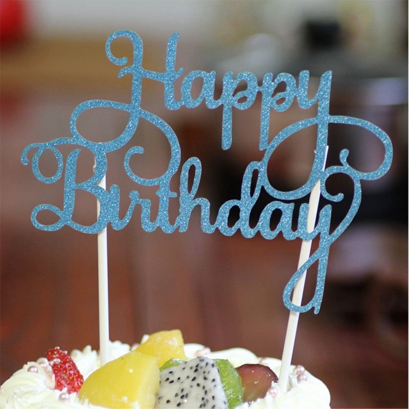 Birthday Party Supplies Cake Decorations Glitter Paper Birthday Letter Cake Topper for Party