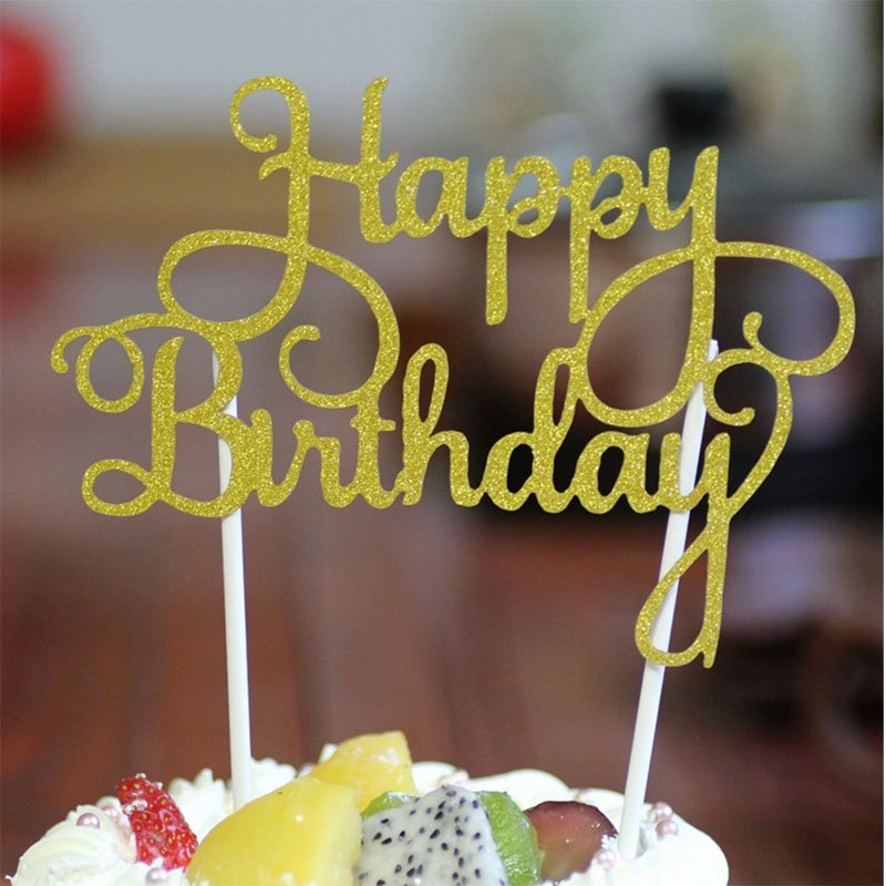 Birthday Party Supplies Cake Decorations Glitter Paper Birthday Letter Cake Topper for Party